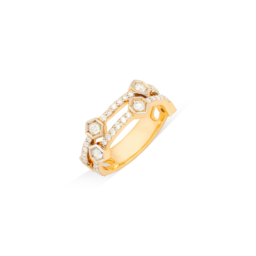 2 Rows Honeycomb Ring | 1Trove