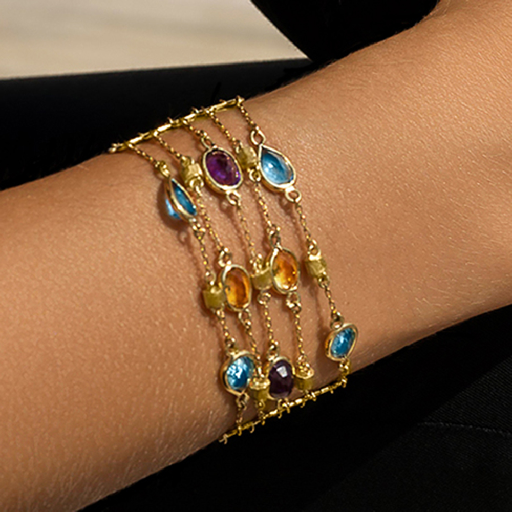 Rainbow Gemstone Bangle Bracelet, 14K Yellow Gold | Diamond Stores Long  Island – Fortunoff Fine Jewelry