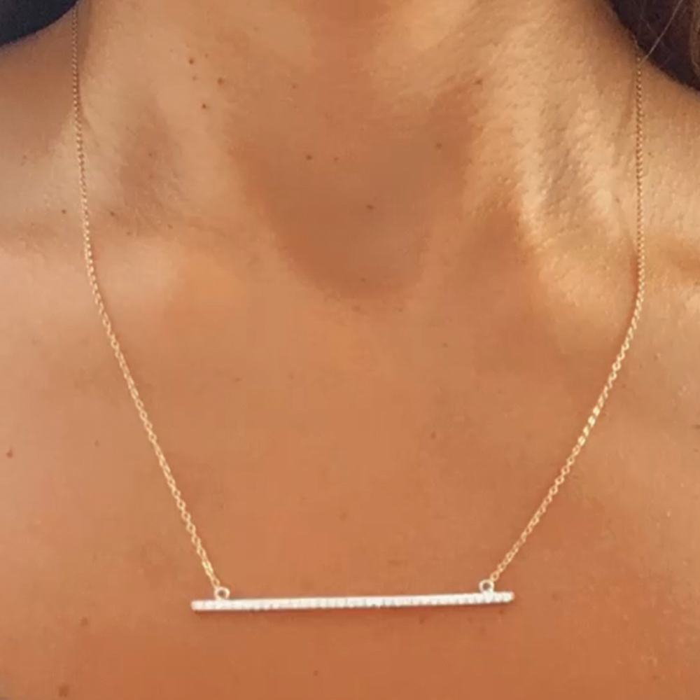 diamond straight line necklace