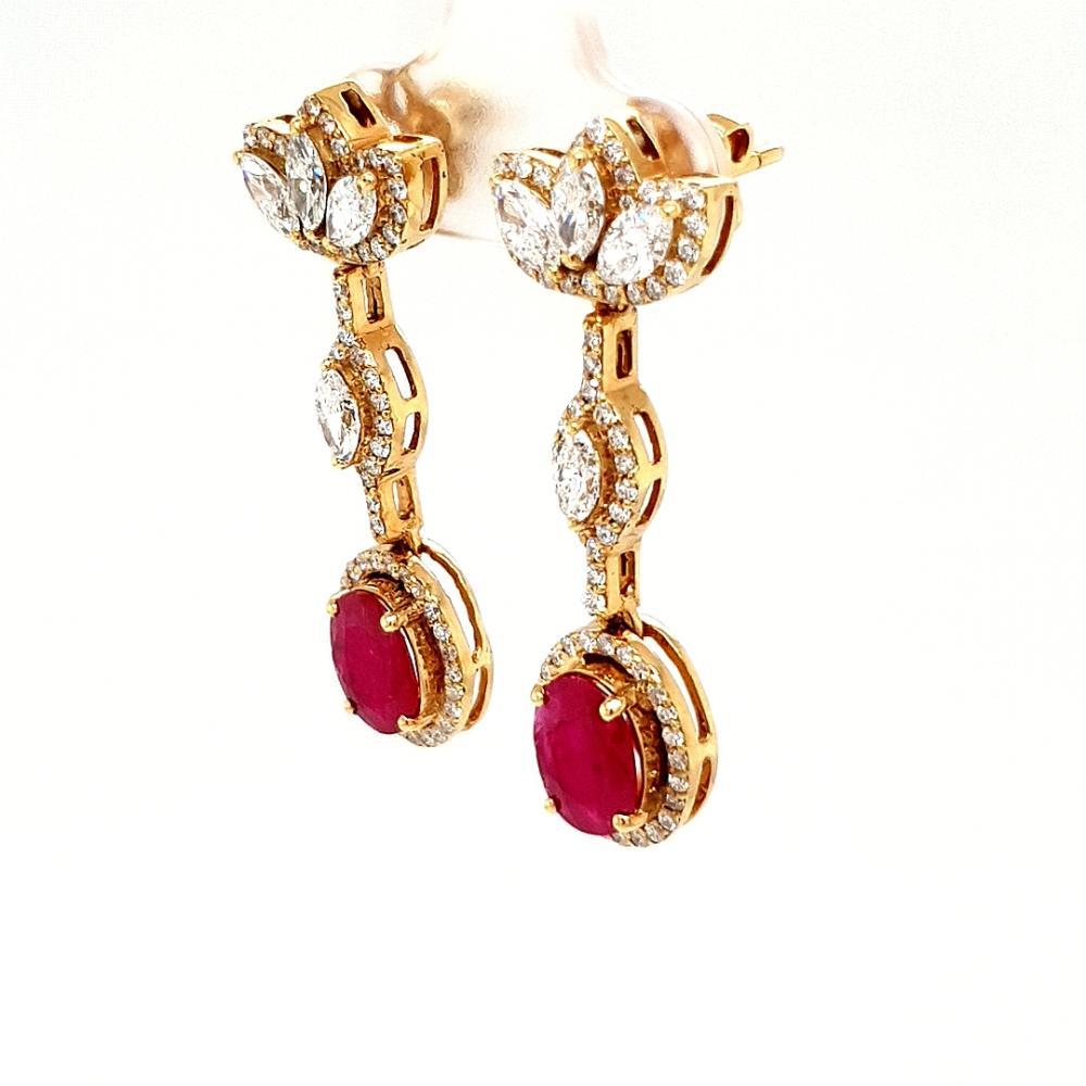 ruby and diamond earrings yellow gold